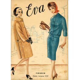 Rivista Eva Figurin Autunno Inverno 1959, Libro di Cartamodelli Spagnolo, Academia A.E.I. San Sebastián, Illustrazioni Stile Mi…