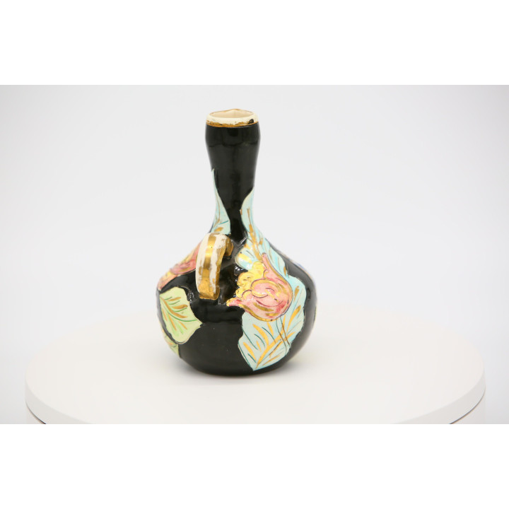 Jarra de cerámica vidriada floral (1930)