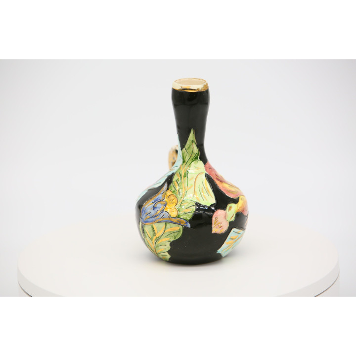 Vintage 1930s Glazed Ceramic Floral Pitcher