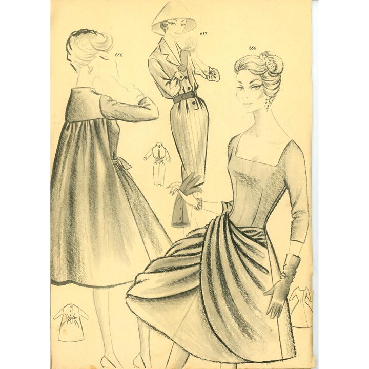 Rivista Eva Figurin Autunno Inverno 1959, Libro di Cartamodelli Spagnolo, Academia A.E.I. San Sebastián, Illustrazioni Stile Mi…