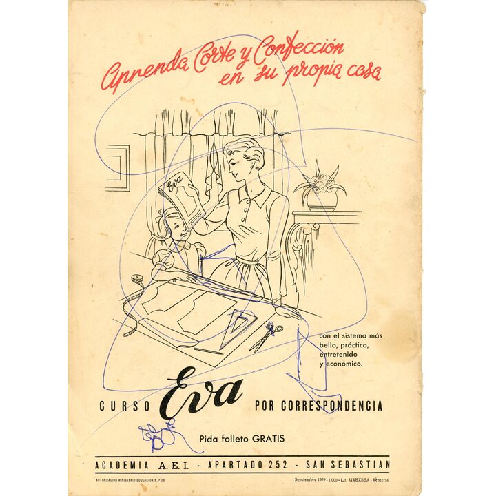 Rivista Eva Figurin Autunno Inverno 1959, Libro di Cartamodelli Spagnolo, Academia A.E.I. San Sebastián, Illustrazioni Stile Mi…