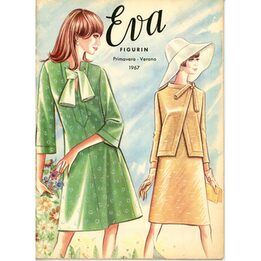 Magazyn Eva Figurin Wiosna Lato 1967, Hiszpański Katalog Mody Vintage, Ilustracje w Stylu Mod z lat 60., Efemery Kolekcjonerskie