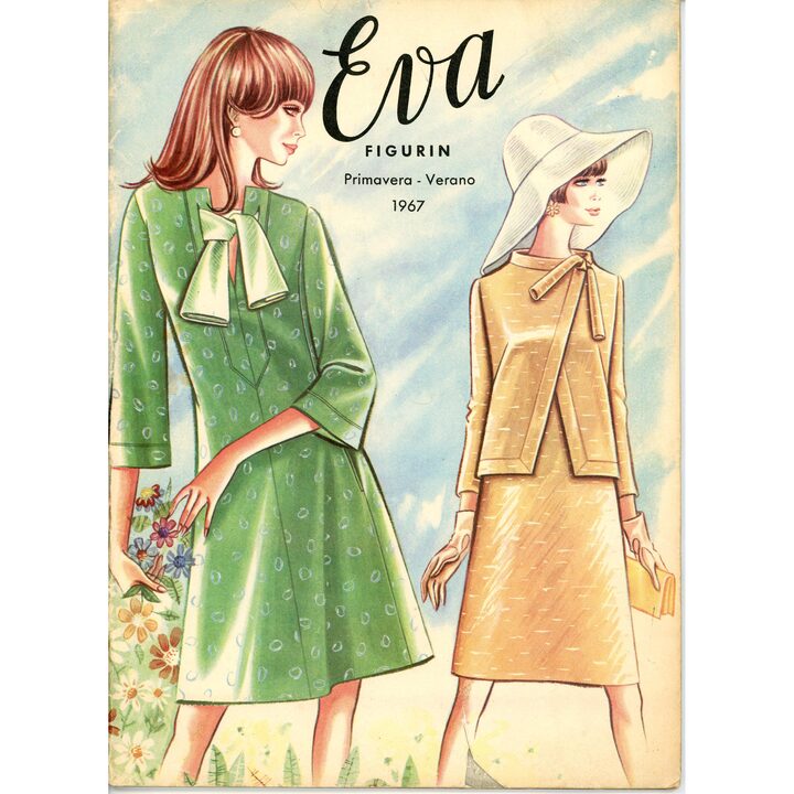Magazyn Eva Figurin Wiosna Lato 1967, Hiszpański Katalog Mody Vintage, Ilustracje w Stylu Mod z lat 60., Efemery Kolekcjonerskie