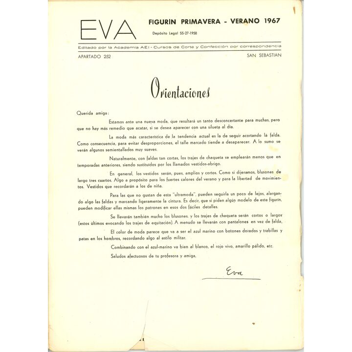 Eva Figurin Tijdschrift Lente Zomer 1967, Vintage Spaanse Modecatalogus, Jaren '60 Mod Stijl Illustraties, Verzamel Ephemera