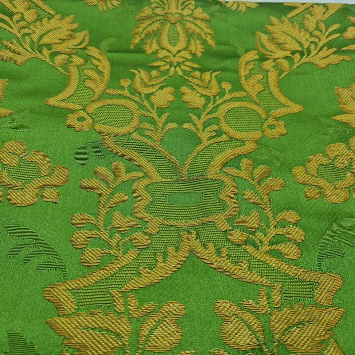Vintage Green Gold Floral Jacquard Fabric 60x140cm Viscose Metallic Thread Damask Brocade Upholstery Sewing DIY Luxury Craft Sp…