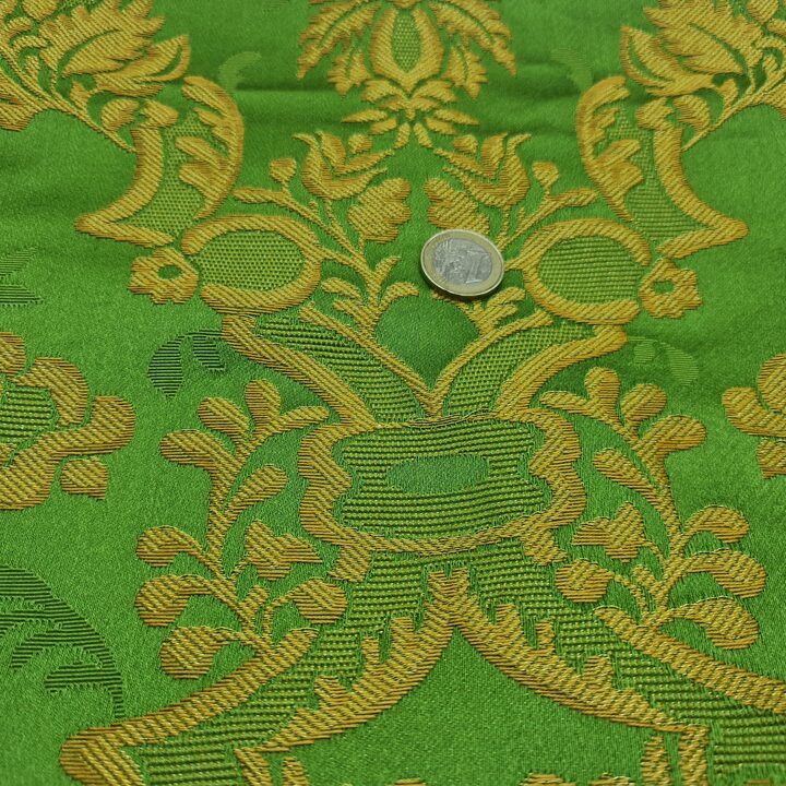 Vintage Green Gold Floral Jacquard Fabric 60x140cm Viscose Metallic Thread Damask Brocade Upholstery Sewing DIY Luxury Craft Sp…