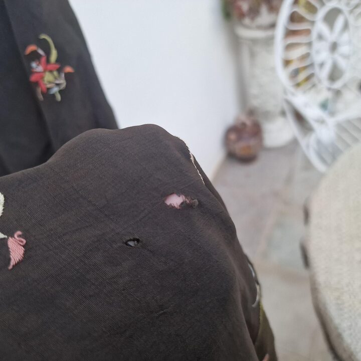 19世紀 アンティーク イサベリーノ マニラショール 手刺繍 絹 修復用