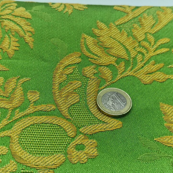 Vintage Green Gold Floral Jacquard Fabric 60x140cm Viscose Metallic Thread Damask Brocade Upholstery Sewing DIY Luxury Craft Sp…