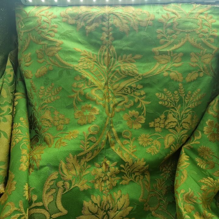 Vintage Green Gold Floral Jacquard Fabric 60x140cm Viscose Metallic Thread Damask Brocade Upholstery Sewing DIY Luxury Craft Sp…