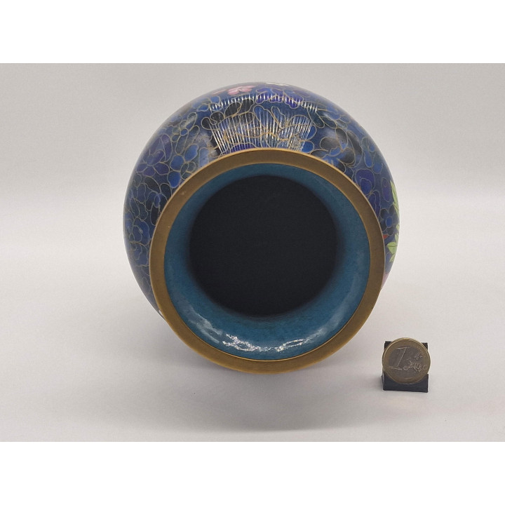 Waza Cloisonné Vintage 24cm - Chińska Sztuka Jingtai Lan