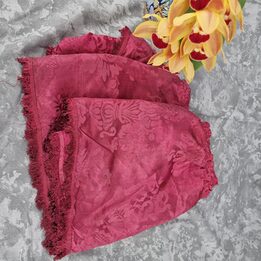 Seda Antiga Damasco, Fragmento Lambrequim Vermelho, Textil Jacquard Chines Floral, 28x150 cm, Restauracao Historica, Belle Epoq…