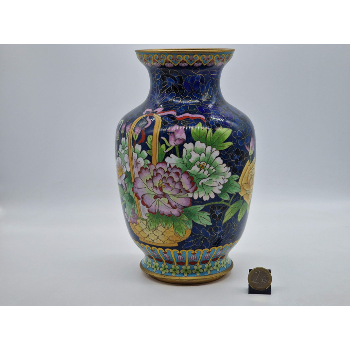 Vaso Cloisonné Vintage 24cm - Arte Cinese Jingtai Lan anni '70