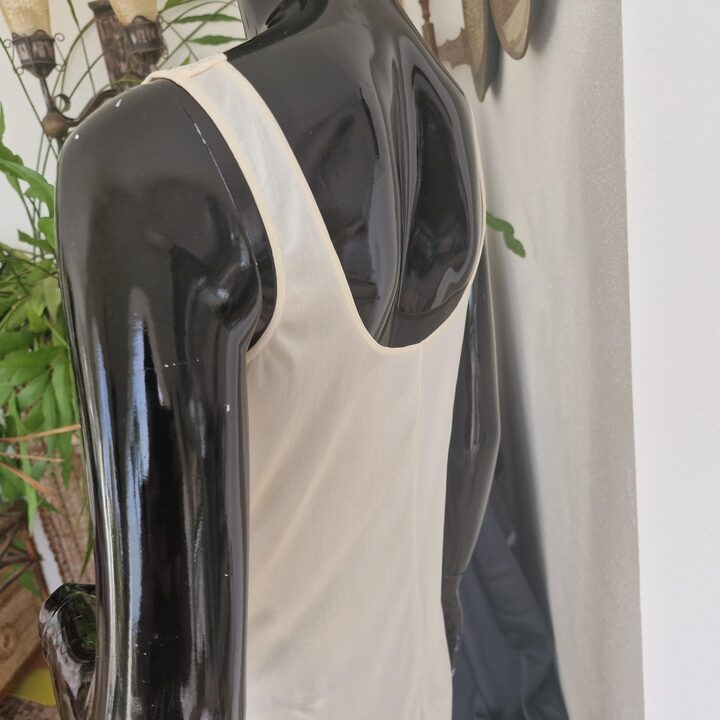 Combinacao Vintage Marie Claire Anos 1980, Poliamida Marfim com Renda, Deadstock Tamanho 4 Espanhol