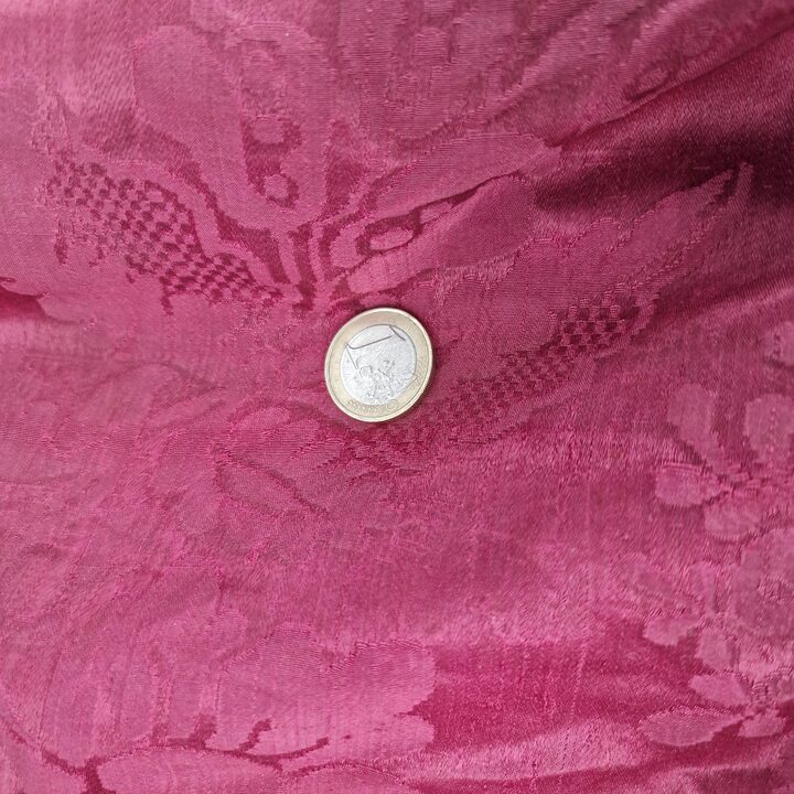 Seda Antigua Damasco, Fragmento Lambrequin Rojo, Textil Jacquard Chino Floral, 28x150 cm, Material de Restauracion Historica, B…