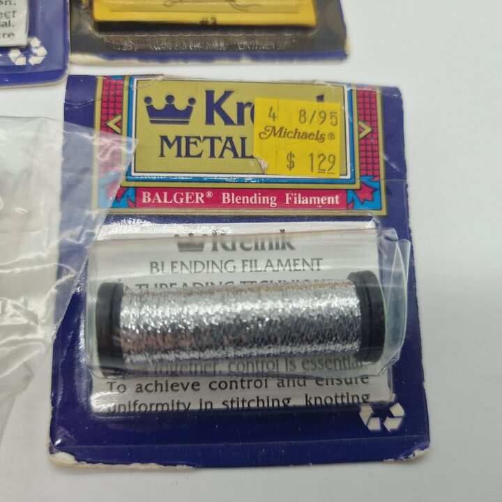 Lotto di 10 Filati da Ricamo Metallizzati Vintage Kreinik Balger - Oro e Argento e Blu Reale - Filamento per Miscela e Treccia…