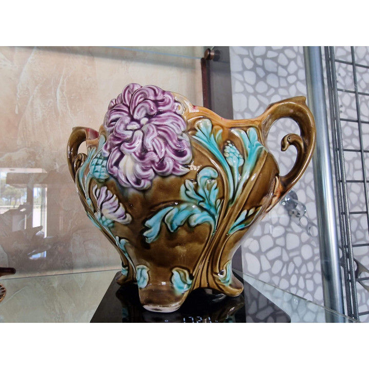Jardinière Onnaing Art Nouveau | Ceramica Barbotine Francia 1900