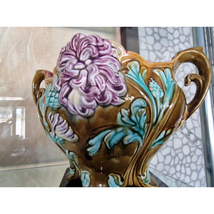 Antike Onnaing Barbotine Jardinière | Art Nouveau Keramik 1900