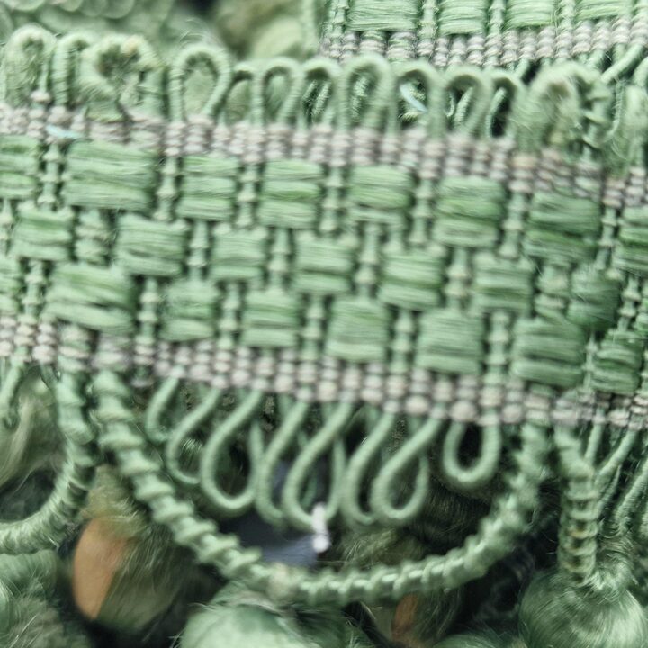 Antique 1920s Tassel Fringe – Olive Green Silk Passementerie Trim from French Bedspread, Edwardian Bullion Fringe, Sold by the…