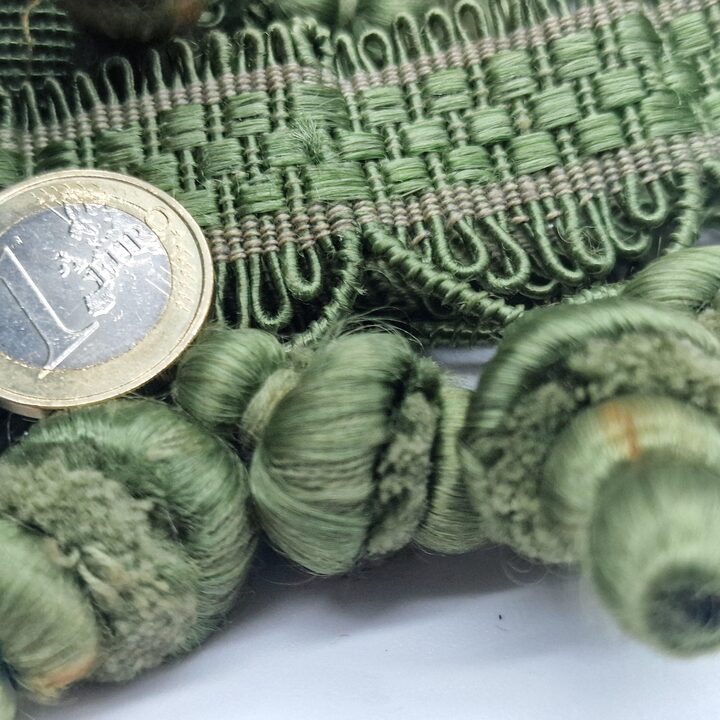 Antique 1920s Tassel Fringe – Olive Green Silk Passementerie Trim from French Bedspread, Edwardian Bullion Fringe, Sold by the…