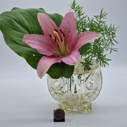 Vintage Rose Bowl Vase aus Pressglas mit Deckel, 1970er Jahre