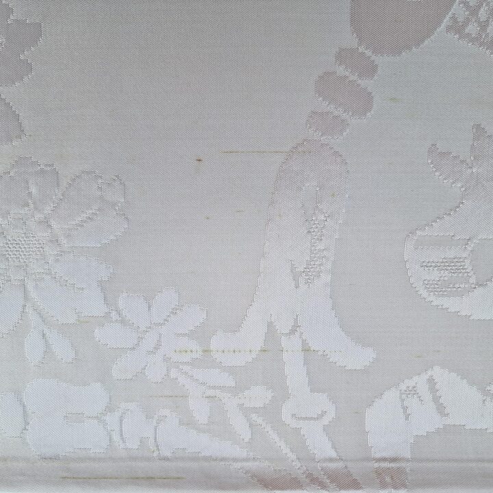 ヴィンテージ ピンク ダマスク ベッドカバー ジャカード シルク ビスコース 混紡 花柄 リボン モチーフ 235 x 220 cm