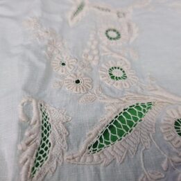 Antique Handmade Linen Lace Panel 40x40cm Hand Embroidered Floral Motif Richelieu Lace Fragment Trousseau Cushion Cover Project…