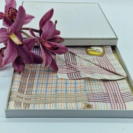 Set of 4 Antique Men's Handkerchiefs, Barcelona 1920s. 100% Cotton, 8"x8". Unused Deadstock.