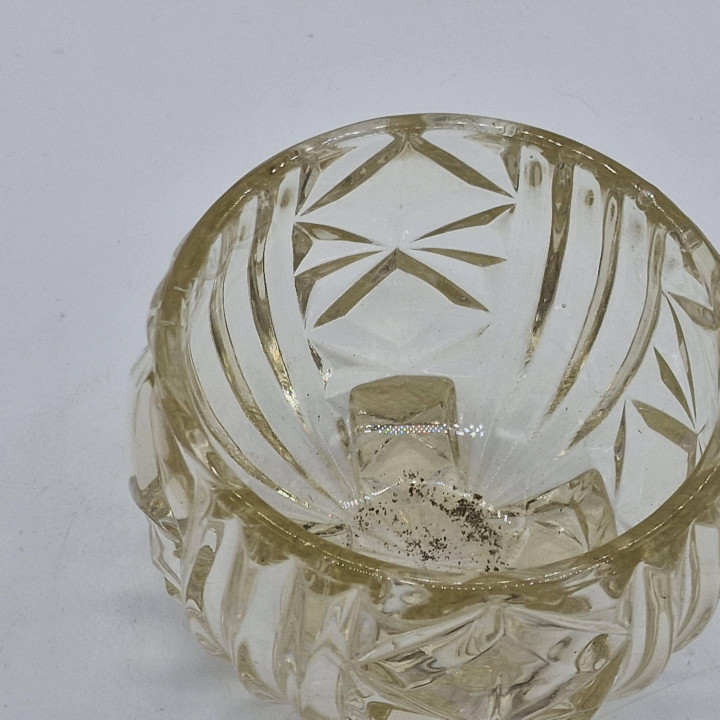 Florero Rose Bowl de cristal prensado años 70 - Mid-Century