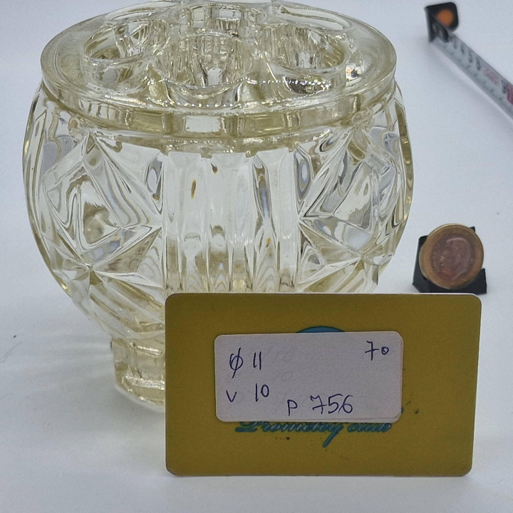 Vintage Rose Bowl vaas van persglas met deksel, jaren '70
