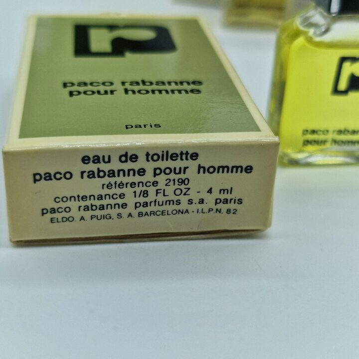 Набор винтажных миниатюр духов - Paco Rabanne La Nuit, Calandre, Metal и Pour Homme - 4 коллекционных аромата в коробках