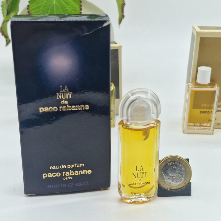 Набор винтажных миниатюр духов - Paco Rabanne La Nuit, Calandre, Metal и Pour Homme - 4 коллекционных аромата в коробках