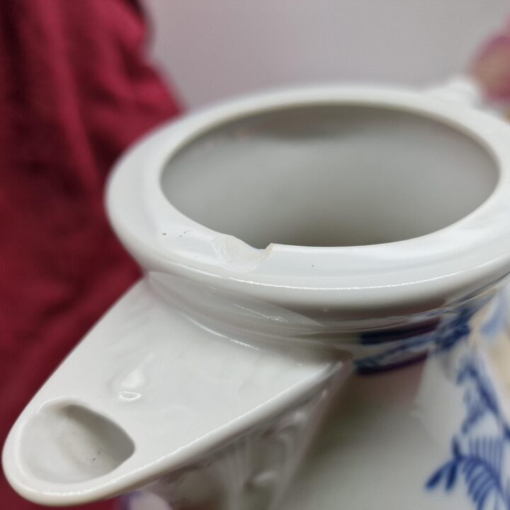 Porseleinen Koffiepot met Warmer, Oscar Schaller en Co Meissen Gardens Rechaud Set, 3-Delig, Jaren 1930