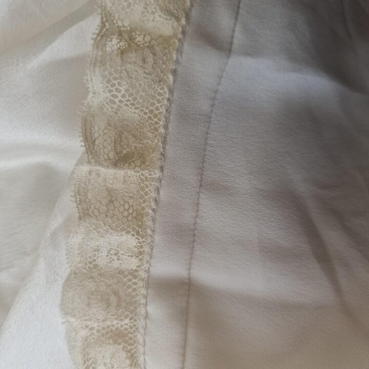 Vintage Nightgown Sleepwear Custom Atelier 1960s Cream Silk Pintucks and Lace Romantic Ruffled Nightdress Size S M 115cm