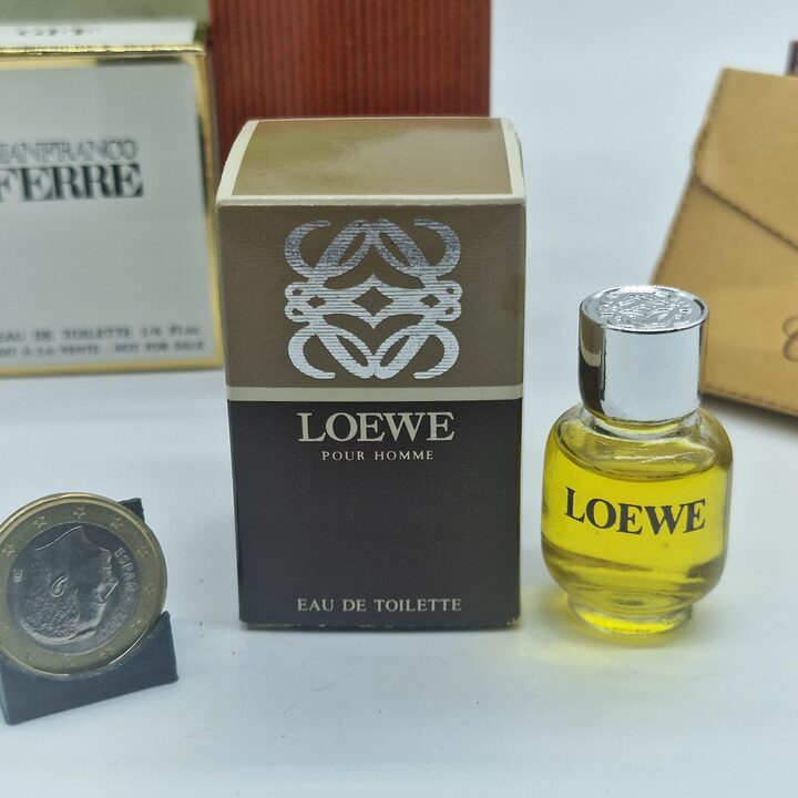 Lot de 8 Miniatures de Parfum Vintage, Jean Patou Pour Homme, Hermes, Loewe, Gianfranco Ferre, Aramis Tuscany, Montana, Coffret…