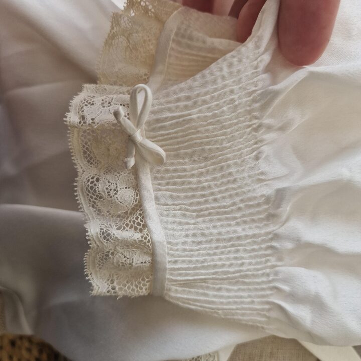 Vintage Nightgown Sleepwear Custom Atelier 1960s Cream Silk Pintucks and Lace Romantic Ruffled Nightdress Size S M 115cm