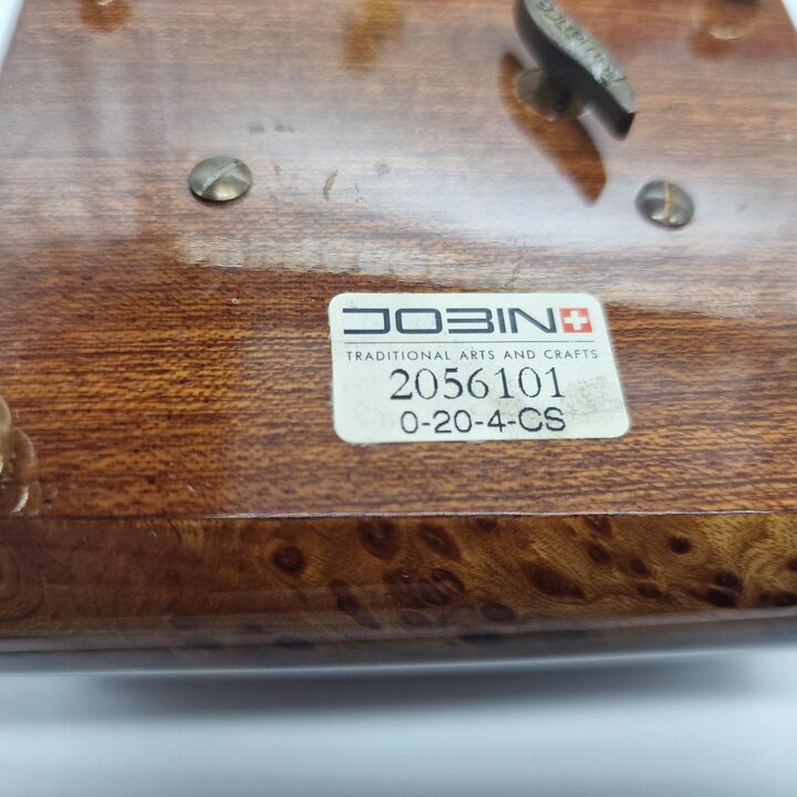 Szwajcarska pozytywka szkatułka na biżuterię Jobin z drewna czeczotowego z melodią  Pachelbela i szwajcarskim mechanizmem Reuge…