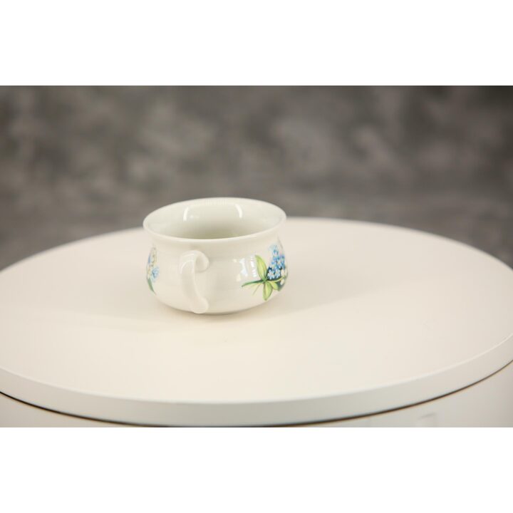 Tigela mini penico de cerâmica, vaso miniatura - Portmeirion Stoke on Trent - Miosótis e lírio do vale floral, 125ml - Vintage…
