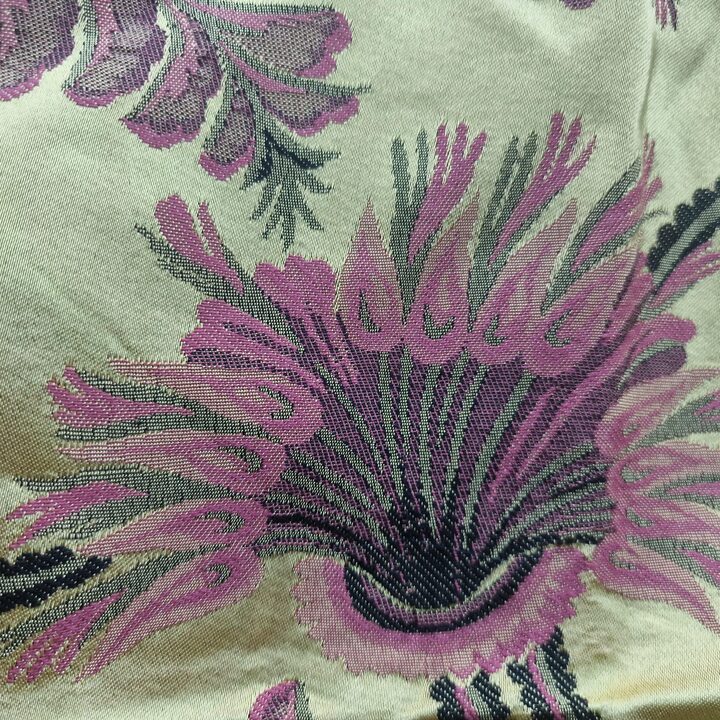 Authentic Valencian silk fabric,Vintage Lime green silk jacquard fabric,deconstructed Fallera skirt, without gold thread,for a…