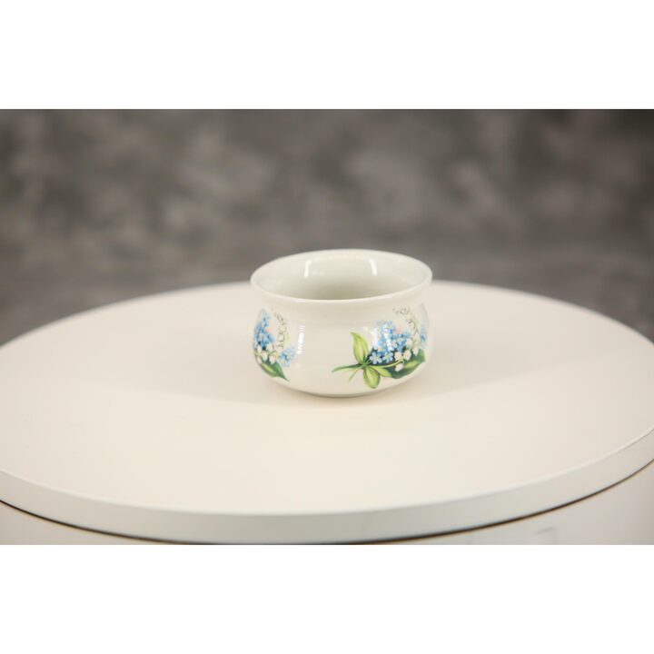 Tigela mini penico de cerâmica, vaso miniatura - Portmeirion Stoke on Trent - Miosótis e lírio do vale floral, 125ml - Vintage…