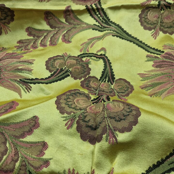 Authentic Valencian silk fabric,Vintage Lime green silk jacquard fabric,deconstructed Fallera skirt, without gold thread,for a…