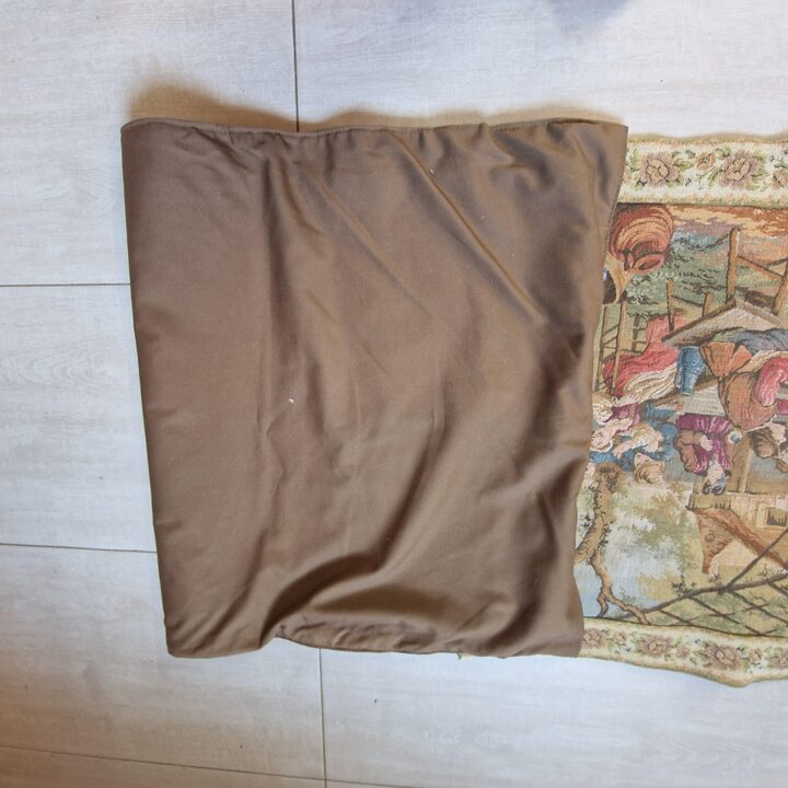 Arazzo Jacquard Vintage Stile Fiammingo Scena di Fiera 150x56 cm Decorazione Parete Mid Century Rétro Rustico Europeo
