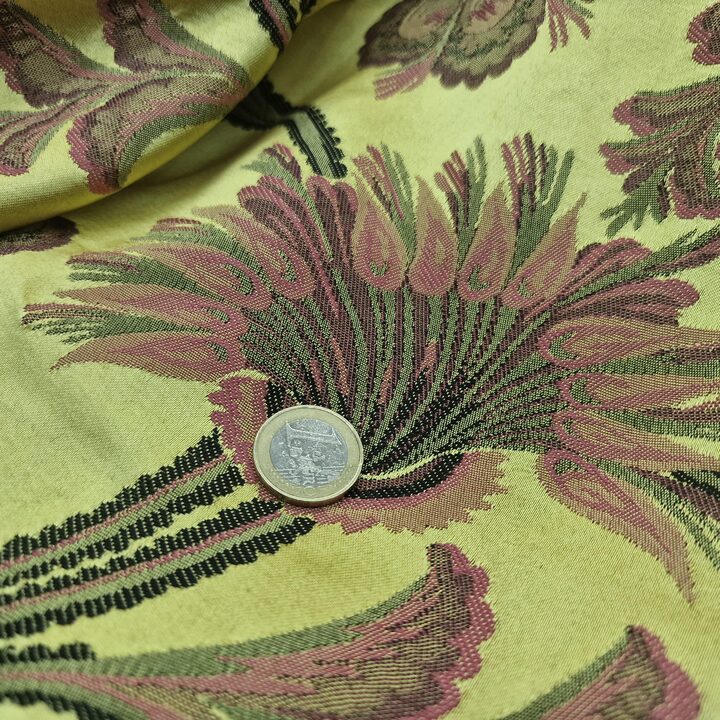 Authentic Valencian silk fabric,Vintage Lime green silk jacquard fabric,deconstructed Fallera skirt, without gold thread,for a…