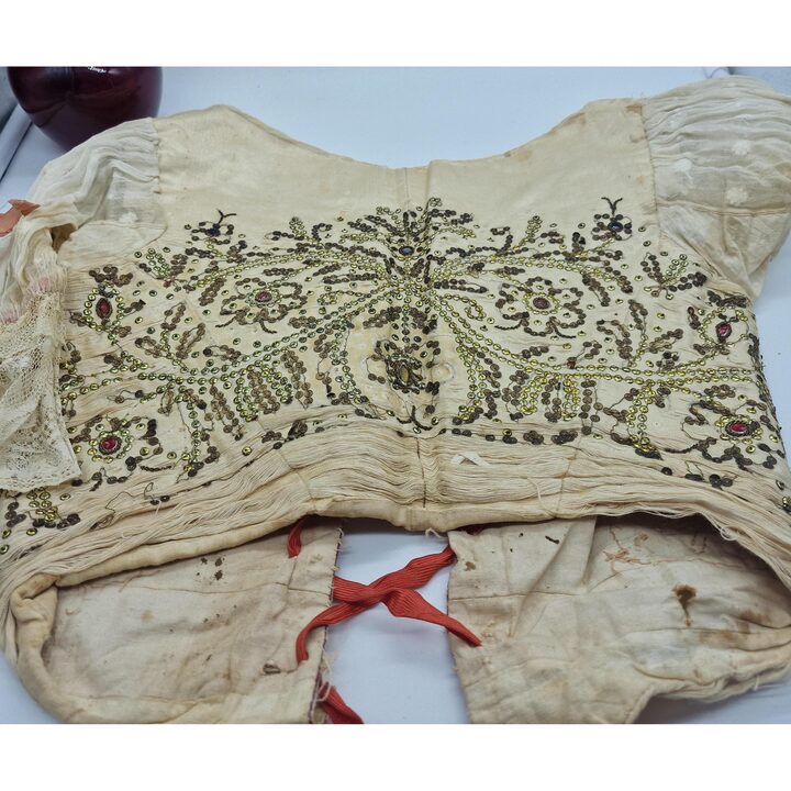 Antique Spanish Folk Bodice Corset, Late 18th Early 19th Century Traditional Festival Vestment, Heavily Damaged for Museum Stud…