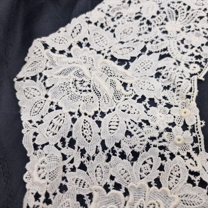 Zabytkowy Kołnierz Koronkowy, Brukselska Koronka Duchesse Pelerynka, Bawełna Off-White, Moda Belle Époque Edwardiańska, Szeroko…