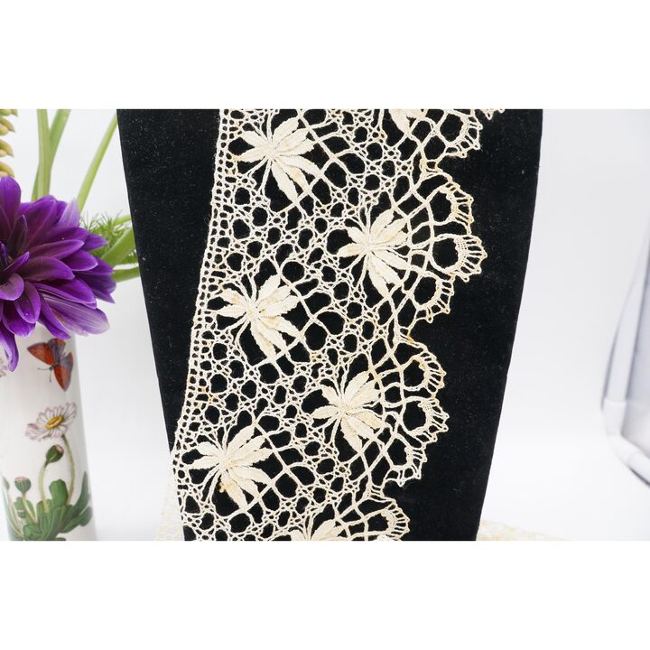 Renda de bilros antiga, renda espanhola de Camariñas feita à mão, motivo floral, algodão, 10 cm x 350 cm 3,5 m, retrosaria vint…