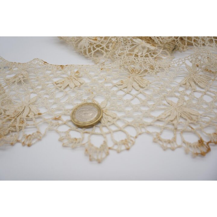 Renda de bilros antiga, renda espanhola de Camariñas feita à mão, motivo floral, algodão, 10 cm x 350 cm 3,5 m, retrosaria vint…