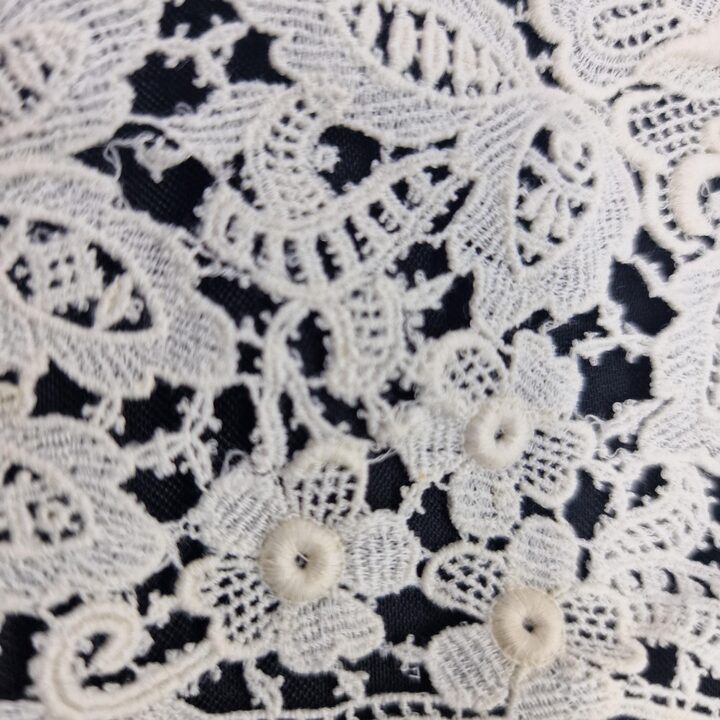 Zabytkowy Kołnierz Koronkowy, Brukselska Koronka Duchesse Pelerynka, Bawełna Off-White, Moda Belle Époque Edwardiańska, Szeroko…