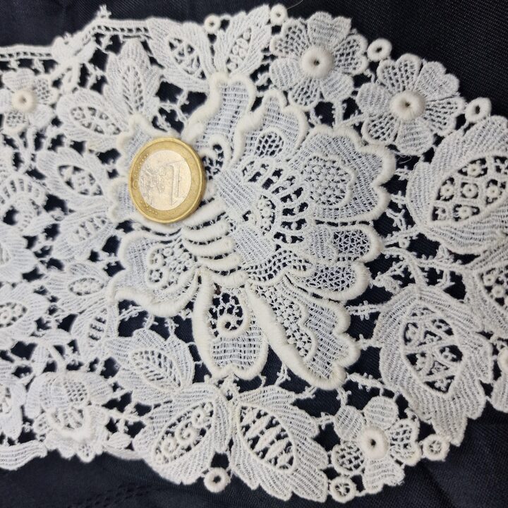 Zabytkowy Kołnierz Koronkowy, Brukselska Koronka Duchesse Pelerynka, Bawełna Off-White, Moda Belle Époque Edwardiańska, Szeroko…