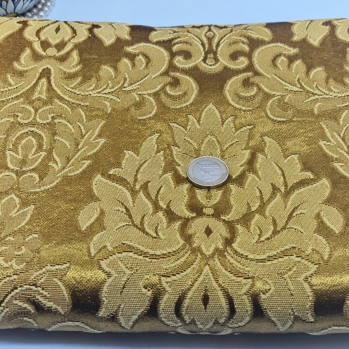 Vintage Valencian Fallera Fabric - Black and Gold Brocade - 130cm Wide - Geometric Jacquard for Upholstery and Period Costume