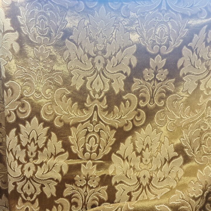 Vintage Valencian Fallera Fabric - Black and Gold Brocade - 130cm Wide - Geometric Jacquard for Upholstery and Period Costume